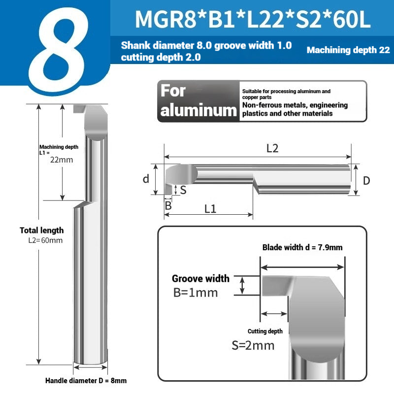 1135-CNC Small Bore Grooving Tool MGR Integral Tungsten Carbide Small Bore Hook Grooving Tool for Steel and Aluminum Internal Grooving Toolholder Shandong Denso Pricision Tools Co.,Ltd.